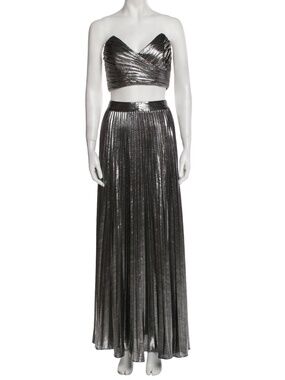 Retrofête Sophia Metallic Pleated Set | Top S + Skirt XS | Gunmetal | Worn Once